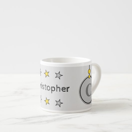 Niedliche Giraffe, grau gelb mit Kinderstars Espressotasse (Vorderseite Rechts)