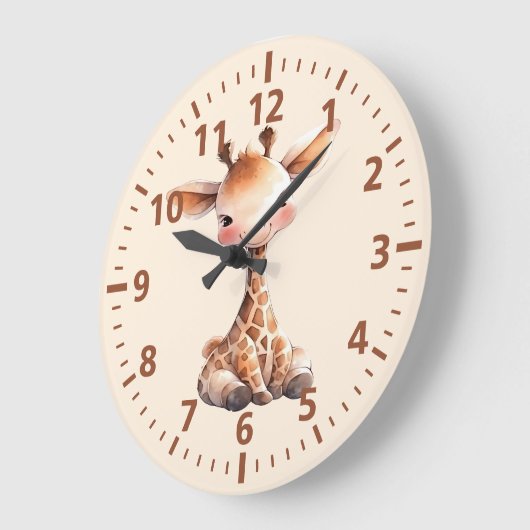 Niedliche Giraffe Große Wanduhr (Winkel)