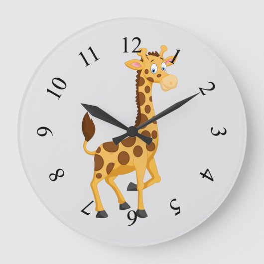 Niedliche Giraffe Große Wanduhr (Vorderseite)