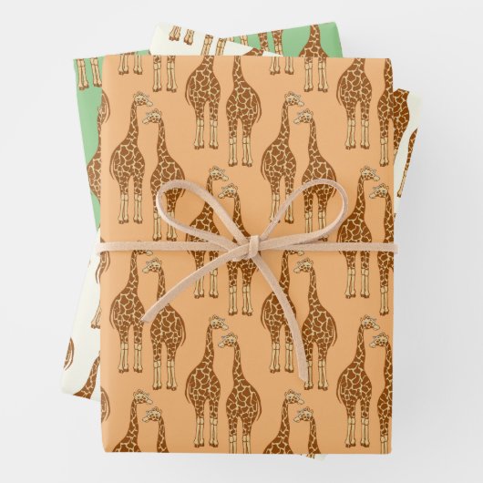 Niedliche Giraffe HandIllustrierte Wildtiere Geschenkpapier Set (Beispiel)