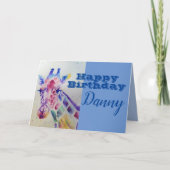 Niedliche Giraffe Happy Birthday Boys Kinder Name  Karte (Vorderseite)