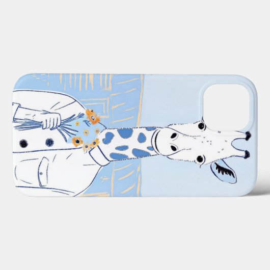 Niedliche Giraffe hellblauer Pop Kunst Case-Mate iPhone Hülle (Rückseite (Horizontal))