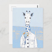 Niedliche Giraffe hellblauer Pop Kunst Postkarte (Vorne/Hinten)