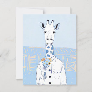 Niedliche Giraffe hellblauer Pop Kunst Postkarte