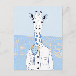 Niedliche Giraffe hellblauer Pop Kunst Postkarte