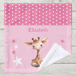 Niedliche Giraffe hinzufügen Namen polka dots star Waschlappen