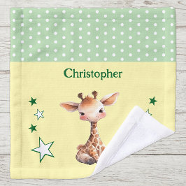 Niedliche Giraffe hinzufügen Namen polka dots star Waschlappen