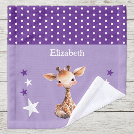 Niedliche Giraffe hinzufügen Namen polka dots star Waschlappen