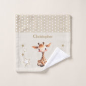 Niedliche Giraffe hinzufügen Namen polka dots star Waschlappen (Waschlappen)