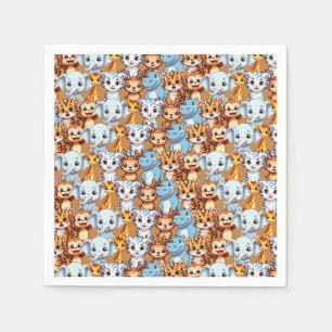 Niedliche Giraffe-Hippie-Jungelsafari Muster Serviette