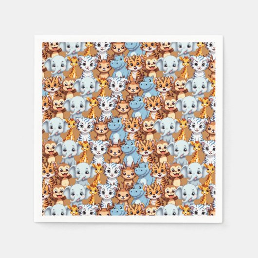 Niedliche Giraffe-Hippie-Jungelsafari Muster Serviette (Vorderseite)