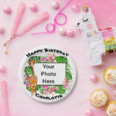 Niedliche Giraffe, hübsch rosa tropischer Regenwal Pappteller (Party)