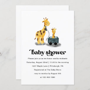 Niedliche Giraffe Illustration Typografie Kinderdu Einladung