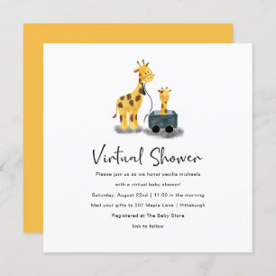 Niedliche Giraffe Illustration Virtual Baby Shower Einladung