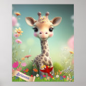 Niedliche Giraffe im Garden Personalisiert Art Kin Poster (Vorne)