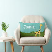 Niedliche Giraffe im Gras, Personalisiertes Kissen (Stuhl )