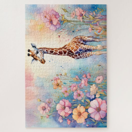 Niedliche Giraffe im Teiggarten Puzzle (Vertikal)