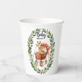 Niedliche Giraffe in Carriage Winter Baby Shower Pappbecher (Rückseite)