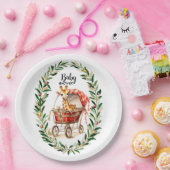 Niedliche Giraffe in Carriage Winter Baby Shower Pappteller (Party)