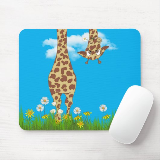 niedliche Giraffe in Gras und Blume Mousepad (Mit Mouse)