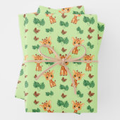 Niedliche Giraffe in grüner Farbe Geschenkpapier Set (Beispiel)