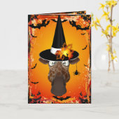 Niedliche Giraffe in Hexenhutenkarte Karte (Gelbe Blume)