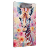 Niedliche Giraffe in rosa Blume Klemmbrett (Rechts)