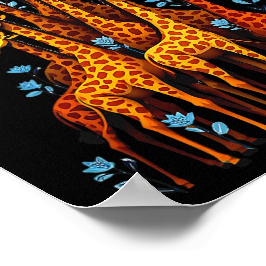 Niedliche Giraffe in Weihnachtsbaum-Hut-Giraffe Poster (Ecke)