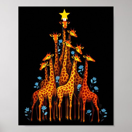 Niedliche Giraffe in Weihnachtsbaum-Hut-Giraffe Poster (Vorne)