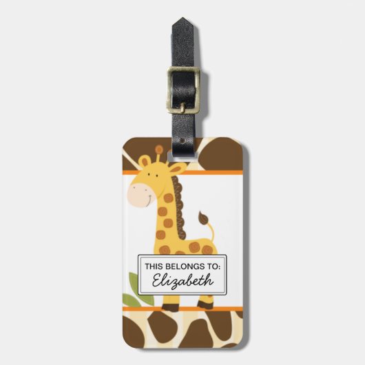 Niedliche Giraffe - individualisierbare Gepäckmark Gepäckanhänger (Vorderseite vertikal)