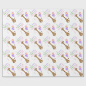 Niedliche Giraffe Jungle Animal Geburtstagsparty Geschenkpapier (Flach)