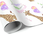 Niedliche Giraffe Jungle Animal Geburtstagsparty Geschenkpapier (Rolleneckpunkt)
