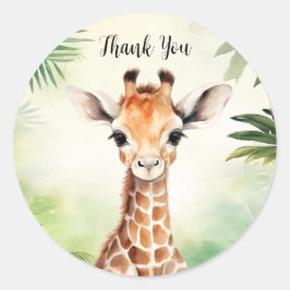 Niedliche Giraffe Jungle Baby Dusche Party schön Runder Aufkleber