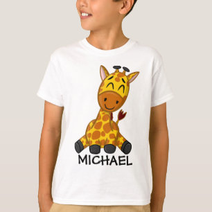 Niedliche Giraffe Jungle Cartoon Zoo Safari Name T-Shirt