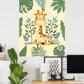 Niedliche Giraffe Jungle Glasses Kinderzimmer Deco Poster (Heimbüro)