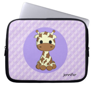Niedliche Giraffe kawaii Cartoon-Namenmädchen Laptopschutzhülle