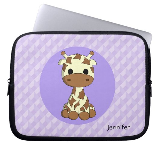 Niedliche Giraffe kawaii Cartoon-Namenmädchen Laptopschutzhülle (Vorderseite)