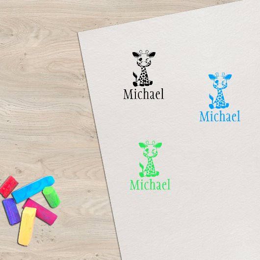 Niedliche Giraffe Kid-Unterschrift Gummistempel