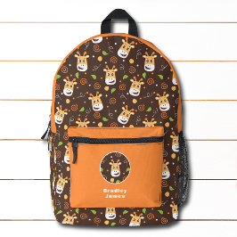 Niedliche Giraffe Kinder Cartoon Personalisierter  Bedruckter Rucksack