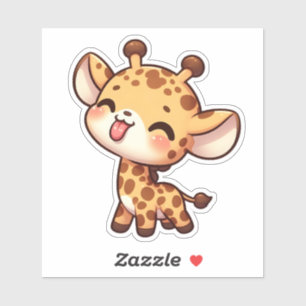 Niedliche Giraffe klebt an der Zunge Aufkleber