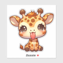 Niedliche Giraffe klebt an der Zunge