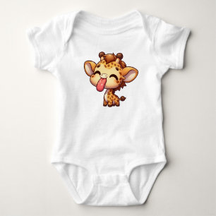 Niedliche Giraffe klebt an der Zunge Baby Strampler