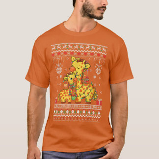 niedliche Giraffe liebt Xmas Lights hässliche Weih T-Shirt