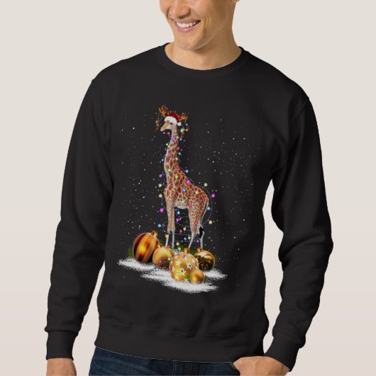 Niedliche Giraffe Lights Weihnachtsmannmütze Sweat Sweatshirt (Vorderseite)