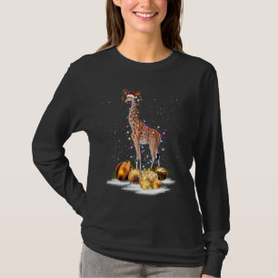 Niedliche Giraffe Lights Weihnachtsmannmütze Sweat T-Shirt
