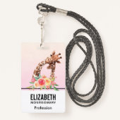 Niedliche Giraffe Mama & Baby Ausweis (Rückseite mit Schlüsselband)