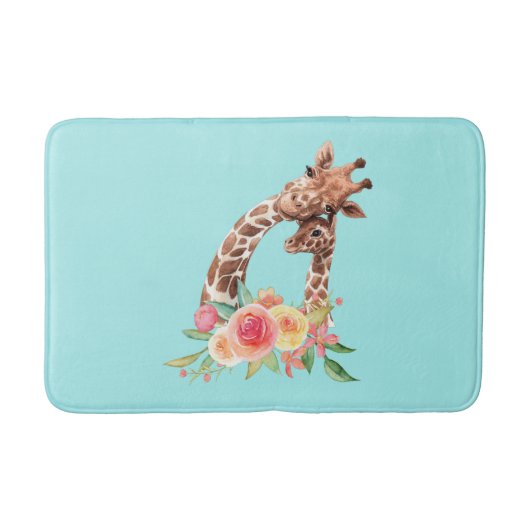 Niedliche Giraffe Mama & Baby Badematte (Vorderseite)