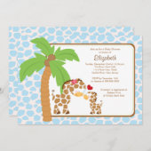 Niedliche Giraffe Mama & Baby Boy Baby-Babydusche Einladung (Vorne/Hinten)