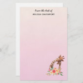 Niedliche Giraffe Mama & Baby Briefpapier (Vorne/Hinten)