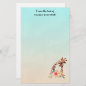 Niedliche Giraffe Mama & Baby Briefpapier (Vorne/Hinten)